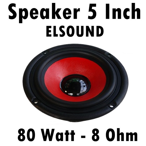 Speaker Elsound 5 Inch Audio Woofer 80 Watt 8R Bodi Plastik Magnet Kecil voice Suara Sound Spiker Ampli Amplifier Rumah