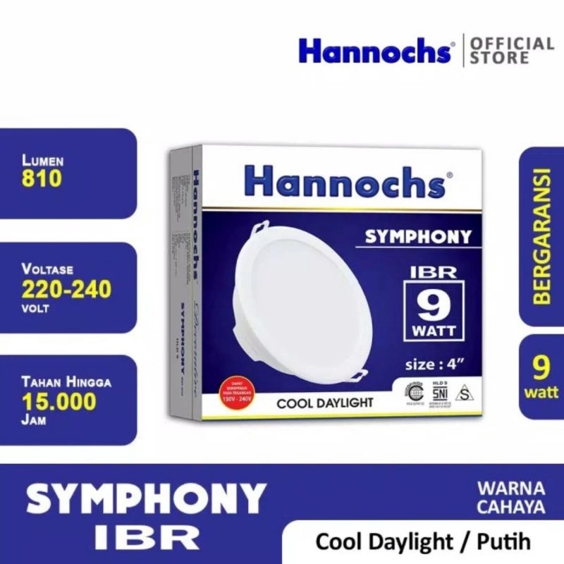 Hannochs Downlight Led Symphony IBR 9 Watt Lampu Panel Led IB Inbow tanam