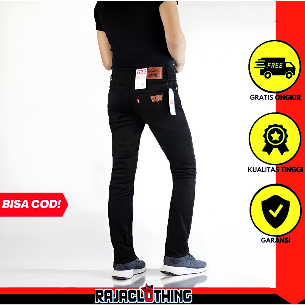 RCL - Celana Jeans Pensil Hitam Pria Jeans Panjang Pensil Skinny Semi Slim Fit Cowok Cowo Pria Bahan Denim Stretch Terbaru I Cowok I Jeans Pria