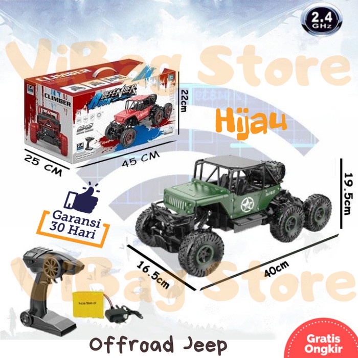 RC Mobil Remote Control Offroad Jeep 6x6 6WD Mainan Anak Mobil RDR1011 - Hijau