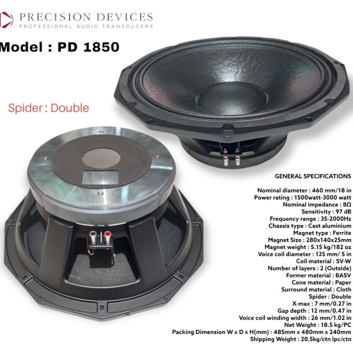 Speaker Subwoofer 18 Inch Precision Devices Pd1850 Murah Promo