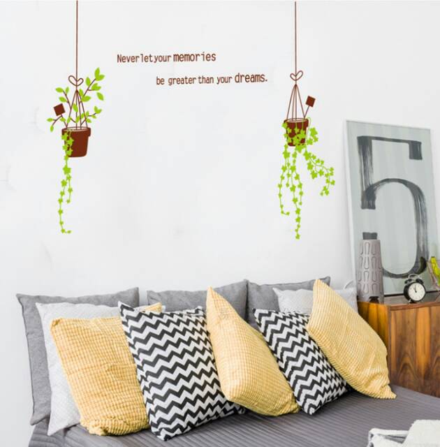 RELIZA WALL STICKER POT GANTUNG HIJAU HANGING DAPUR JM8331 STIKER DINDING WALLSTICKER