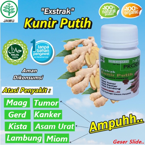OBAT KUNIR PUTIH HERBAL KUNYIT PUTIH ASLI JAMU KUNIR SERBUK KANKER TUMOR MAAG LAMBUNG ASAM URAT COD
