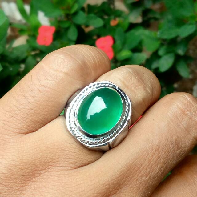 Cincin Batu Natural Zamrud Zambia Kualitas Super Dengan Ring Tanam Anti Luntur