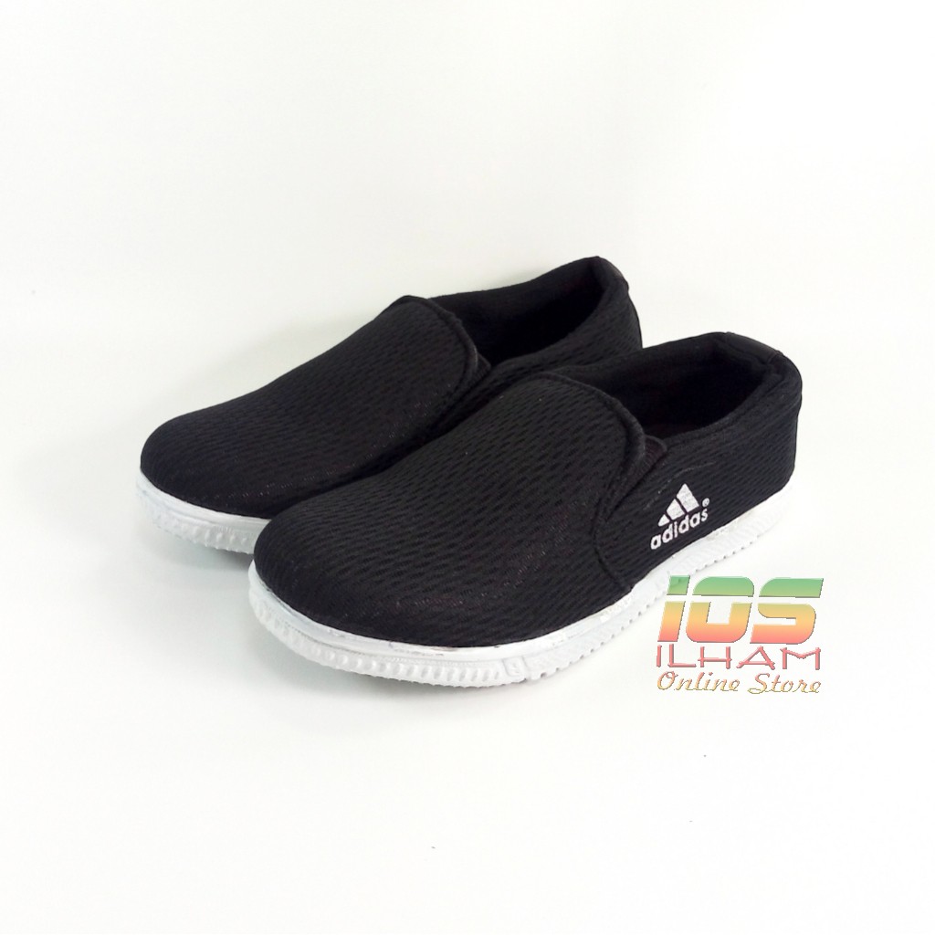 Sepatu Slop Anak Adida Size 28-37 Hitam Putih