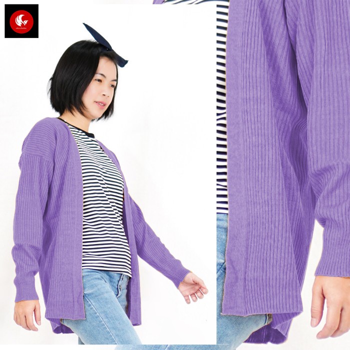 F02 cardigan rajut halus korea jepang import lembut pakaian  nita Outer Wanita Kardigan Rajut - Lila