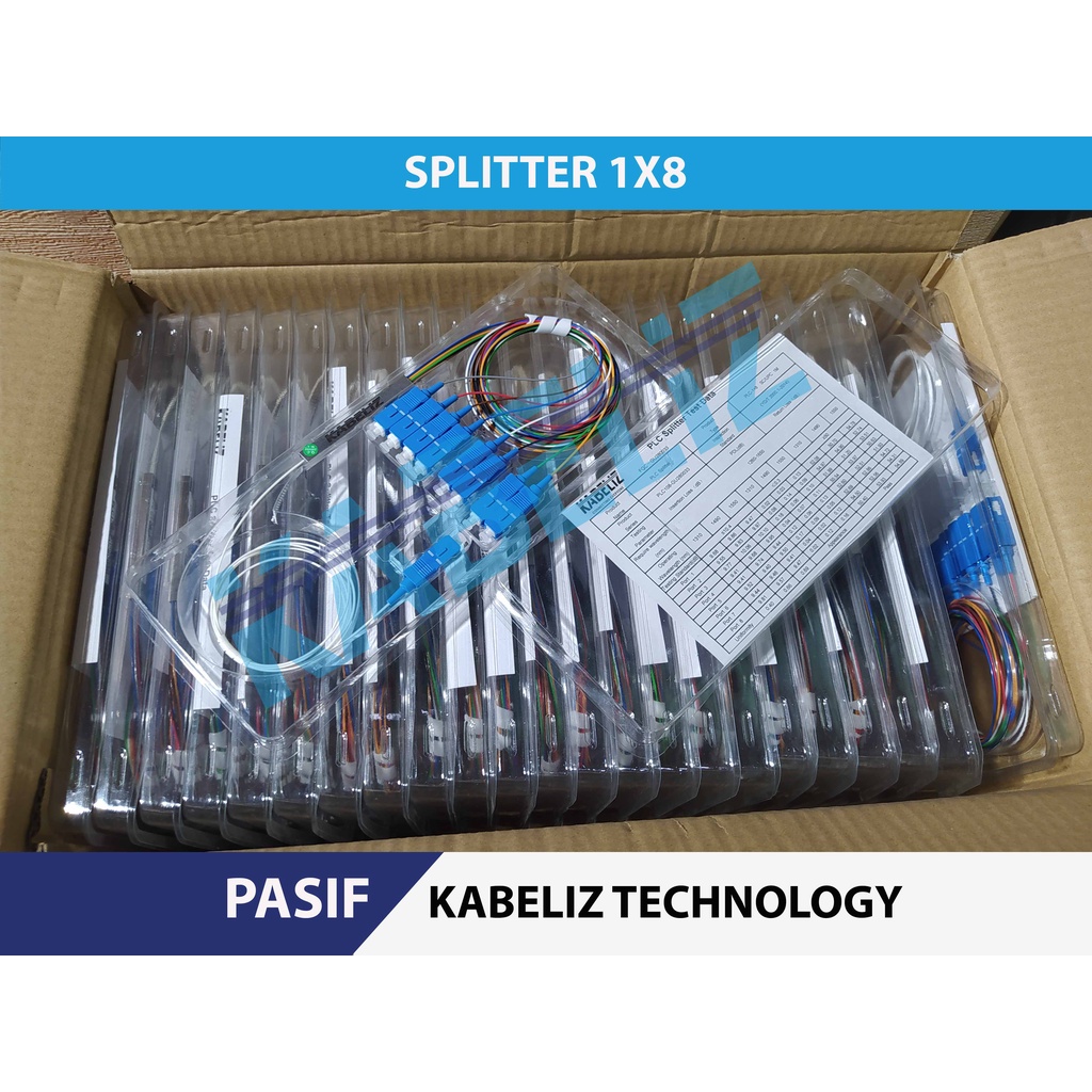 Pasif splitter 1x8 sc upc fiber ftth optic spliter 1*8 kualitas bagus murah splitter 1:8 new splitter 1 8
