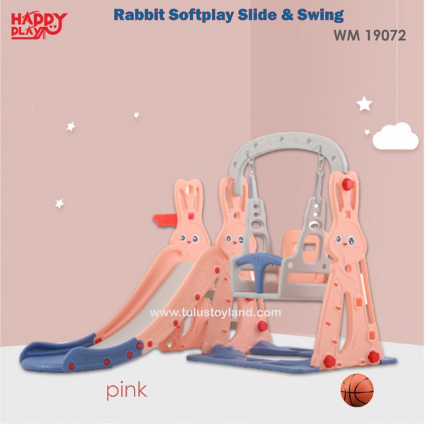 Happy Play Rabbit Softplay Slide Swing Basket WM 19072 19073 Mainan Perosotan Ayunan Kelinci Murah