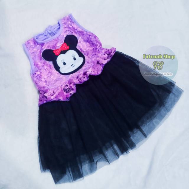 Dress anak cewek lucu 1 2 tahun tutu hitam baju anak perempuan ( tsum-tsum)