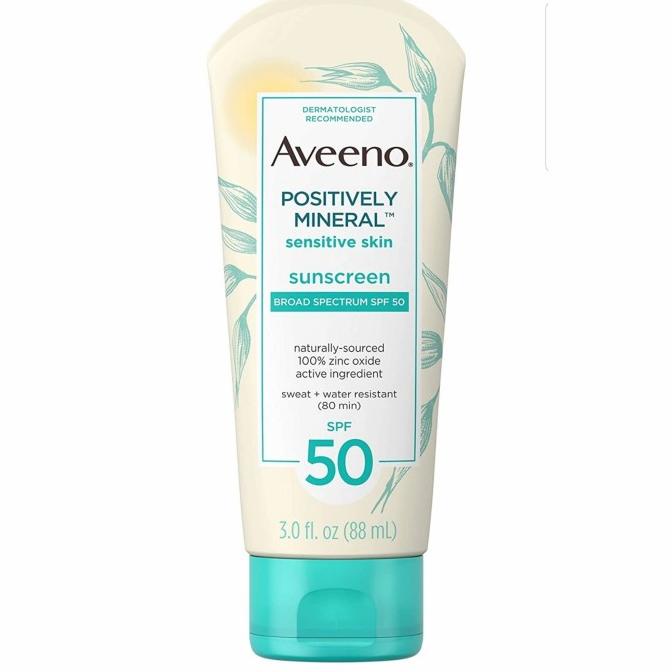[ COD ] Aveeno Positively Mineral Sensitive Skin - Sunscreen SPF 50, 88ml