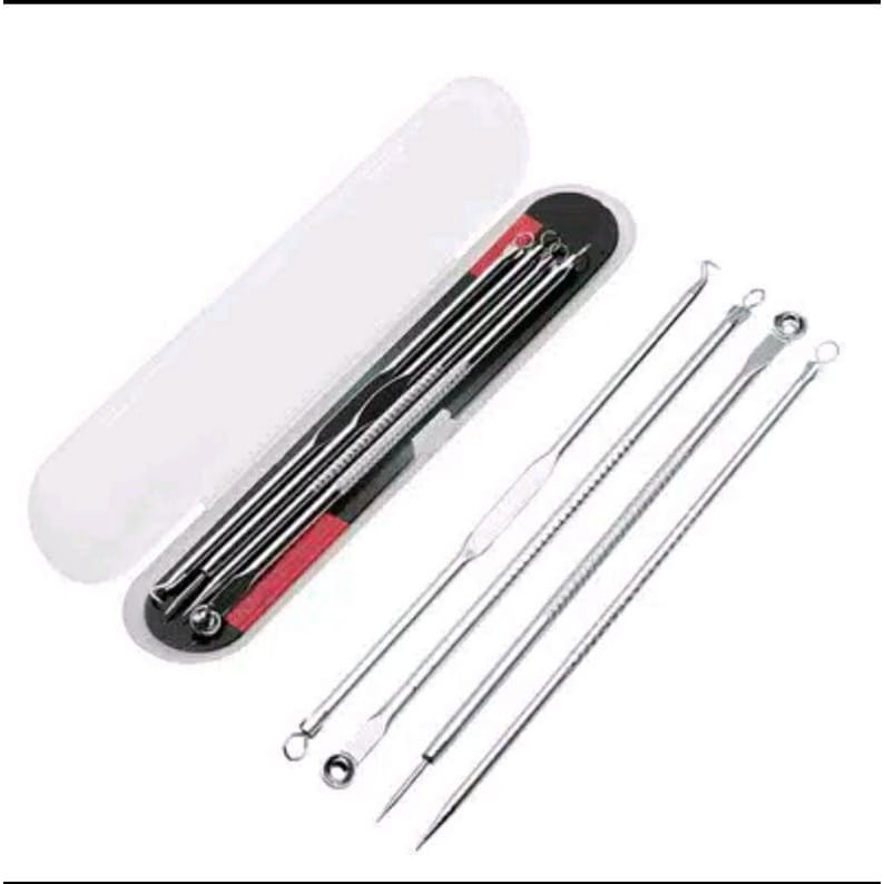 Pinset Komedo Jerawat set 4 pcs Pinset Komedo Jerawat Set Stainless Anti Karat Alat Pencabut Komedo 4 in 1