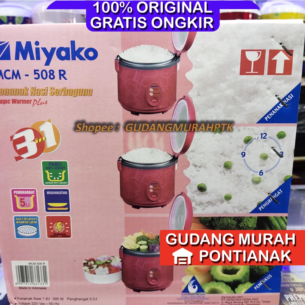 Ricecooker Miyako MCM 508R 1.8L (Red) Magic Com Miyako Penanak Nasi Full Merah Kilat