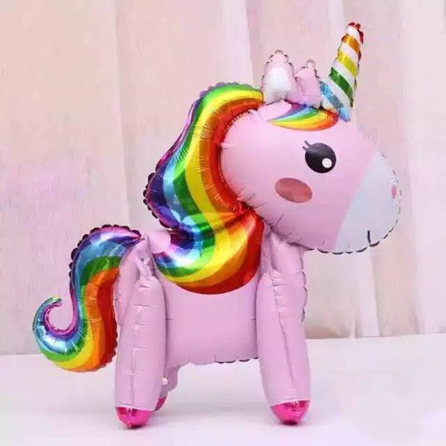 UNICORN 3 DIMENSI BISA BERDIRI / KUDA PONY LUCU FOIL KARAKTER ULANG TAHUN