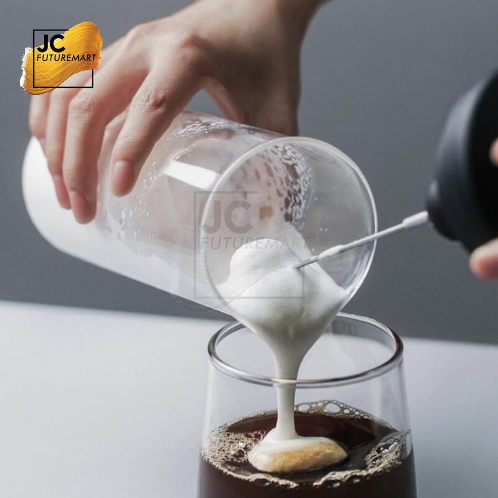 MILK FROTHER WIRELESS WITH GLASS JUG PEMBUIH SUSU DOUBLE SPRING WHISK