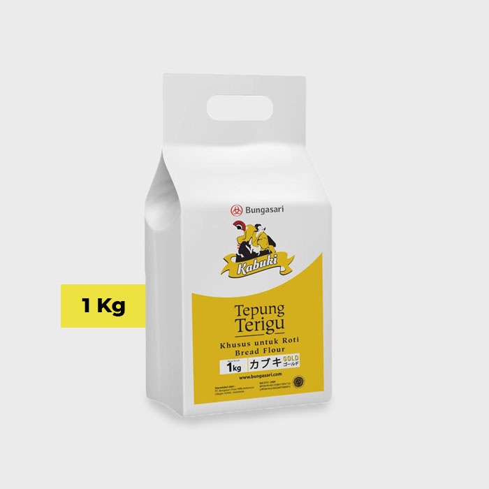 

Tepung Terigu Kabuki Gold/Tepung Protein Tinggi/Bread Flour/Hard Flour 1 Kg
