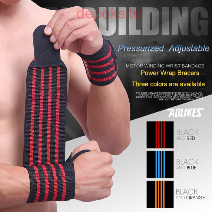 1 Pasang AOLIKES 1539 Hand Wraps Wrist Strap Weight Lifting Wrist Wraps Fitness