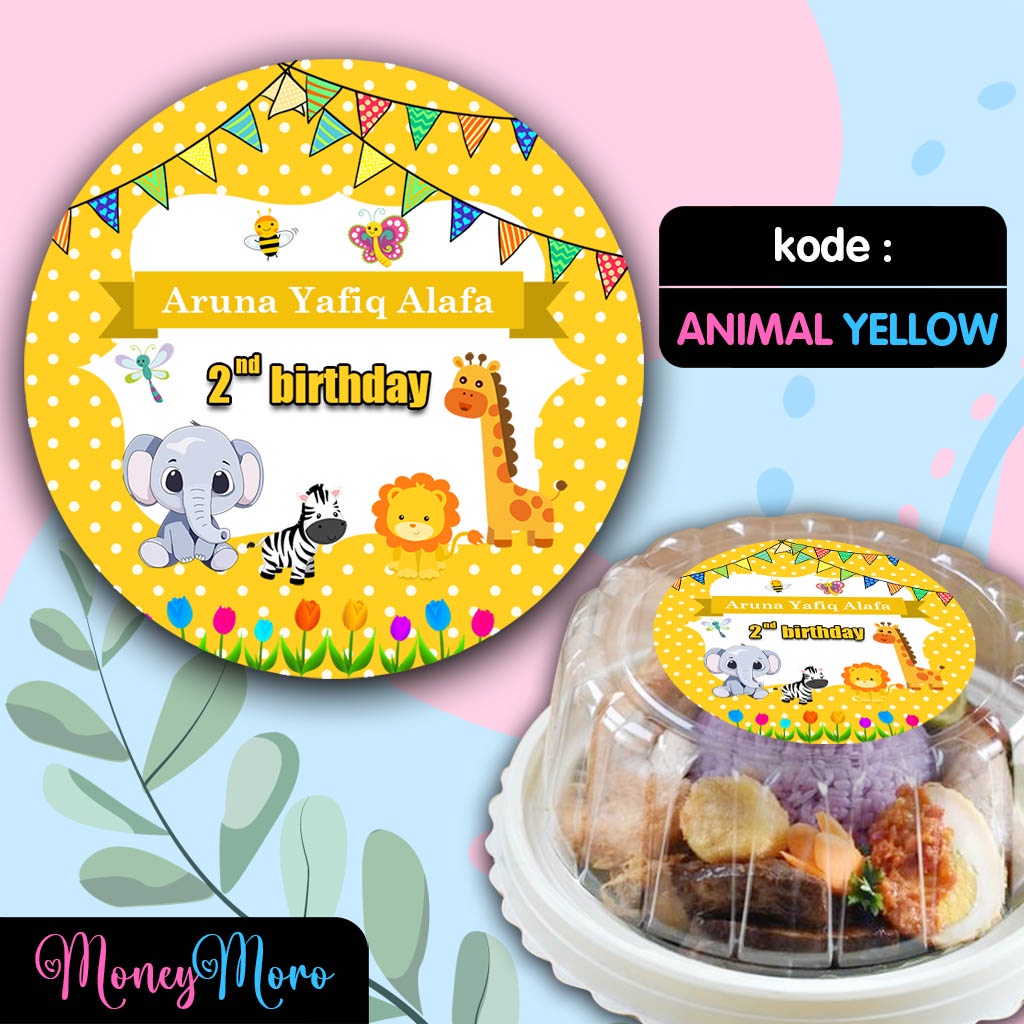 

MoneyMoro Stiker Tumpeng Mini Stiker Ulang Tahun Anak Animal Yellow / Stiker Ultah / Stiker Birthday / Label Birthday / Label Ultah / Label Ulang Tahun