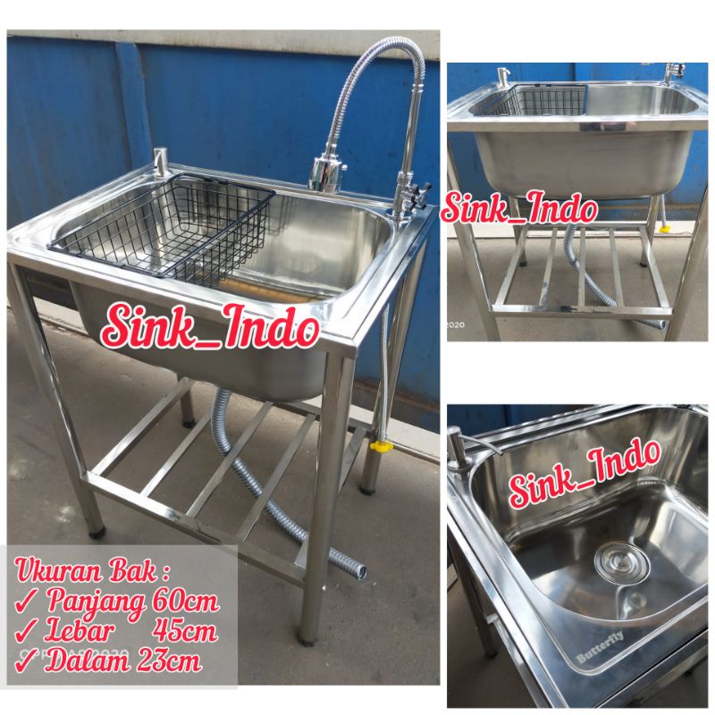 PROMO PAKET KOMPLIT BAK CUCI PIRING PORTABLE KAKI 60 X 45 STAINLESS KITCHEN SINK WESTAFEL STAINLES w