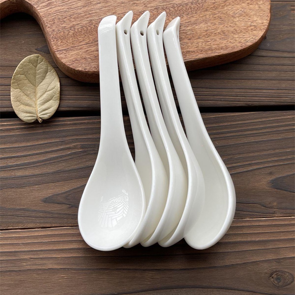 NICKOLAS1 Sendok Sup Aduk Dewasa Makan Peralatan Makan Keramik Putih Gaya Jepang