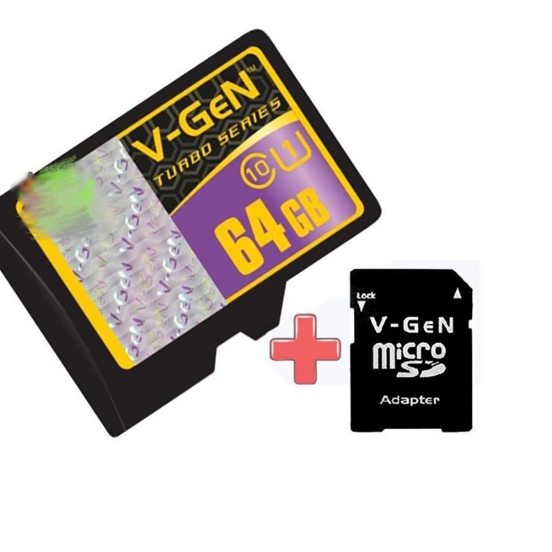 Memory card 64gb/ 32gb [PLUS ADAPTOR] micro sd class10 100mbps V-Gen TURBO SERIES