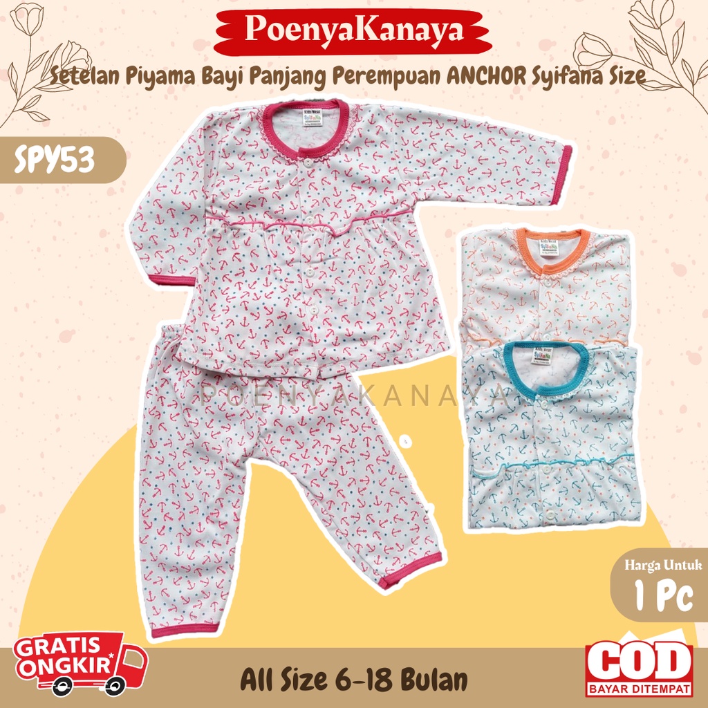 Setelan Baju Bayi Piyama Bayi Panjang Perempuan ANCHOR Syifana Size 6-18 Bulan SPY153