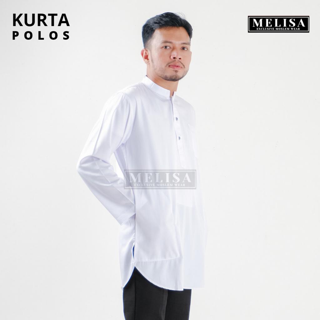 Baju Koko Kurta Lengan Panjang Baju Koko Fashion Muslim Pria Dewasa Terbaru Bahan Katun Tesla Premium Baju Koko Pakaian Muslim Pria-Warna Putih Polos