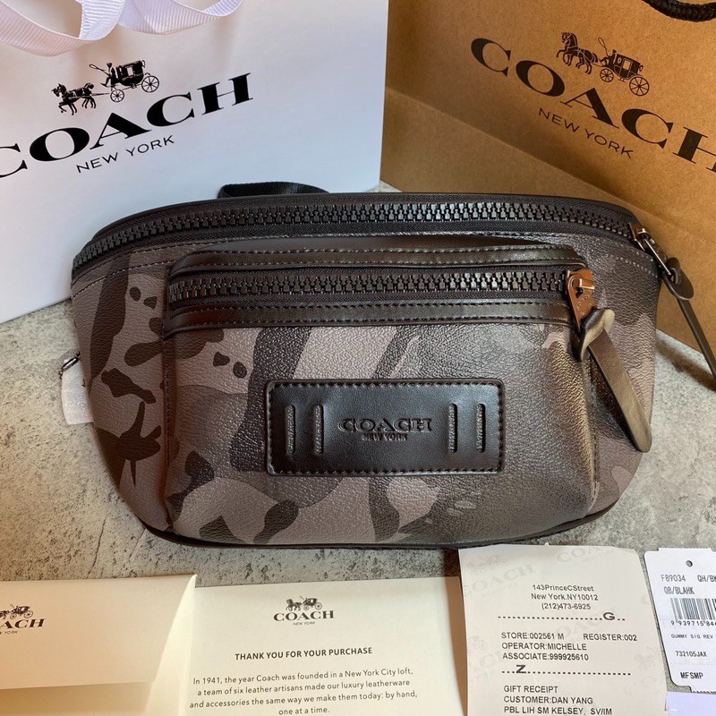 tas waistbag pria coach small tag slope army original