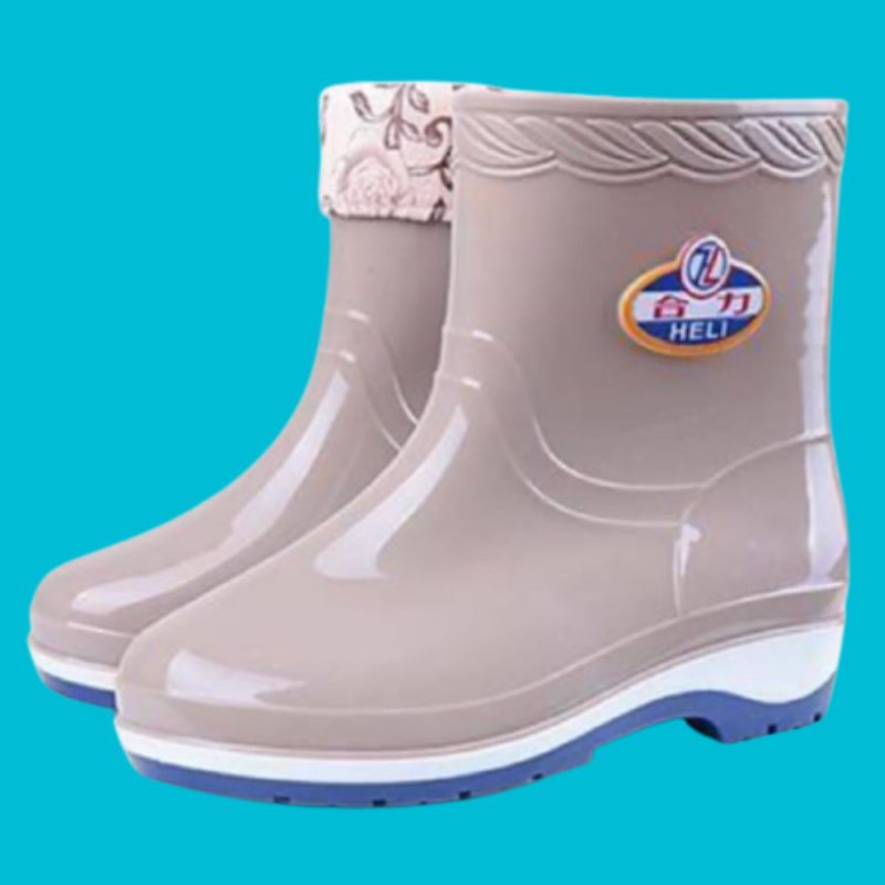 SEPATU  BOOT BOOTS WANITA KEBUN TAMAN ANTI AIR LENTUR IMPORT TINGGI 21 CM BIRU TUA KARET BUKAN AP0