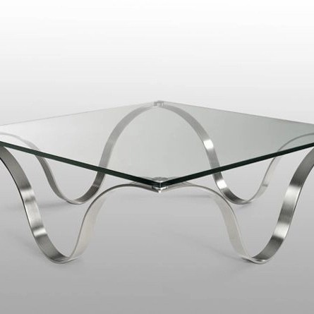 meja tamu stainless steel coffe top table kaca rangka lengkung mewah