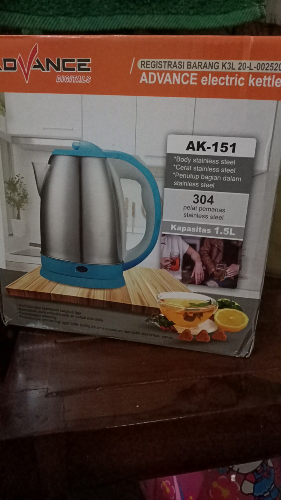 Kettle Listrik Teko Listrik Advance Ak 151 Ak151 Kapasitas 1,5 Liter