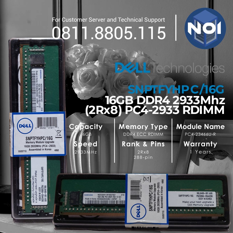 Dell Ram 16GB 2933MHz SNPTFYHPC/16G 2Rx8 DDR4 RDIMM