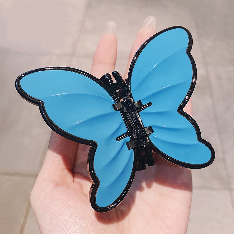 Jepit Rambut Bentuk Kupu-Kupu Besar Bahan Akrilik Warna Permen Glossy Untuk Wanita