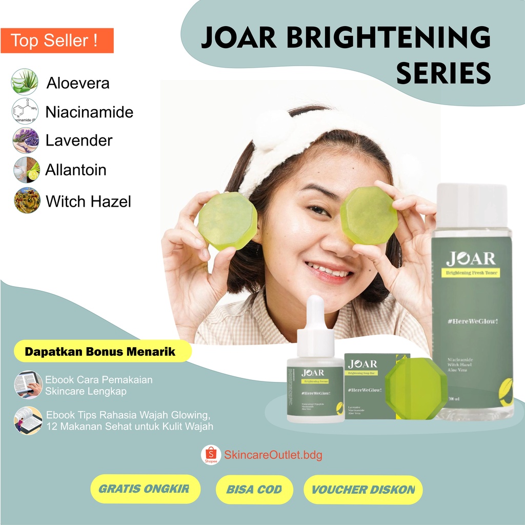 Joar Skincare Pencerah Wajah Paket Glowing Serum Toner Soapbar Daycream