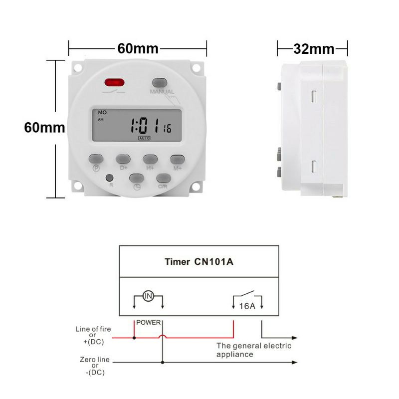 Timer Switch Digital Time Delay Relay 220V CN101A Untuk Lampu Digital Timer Programmable On Off