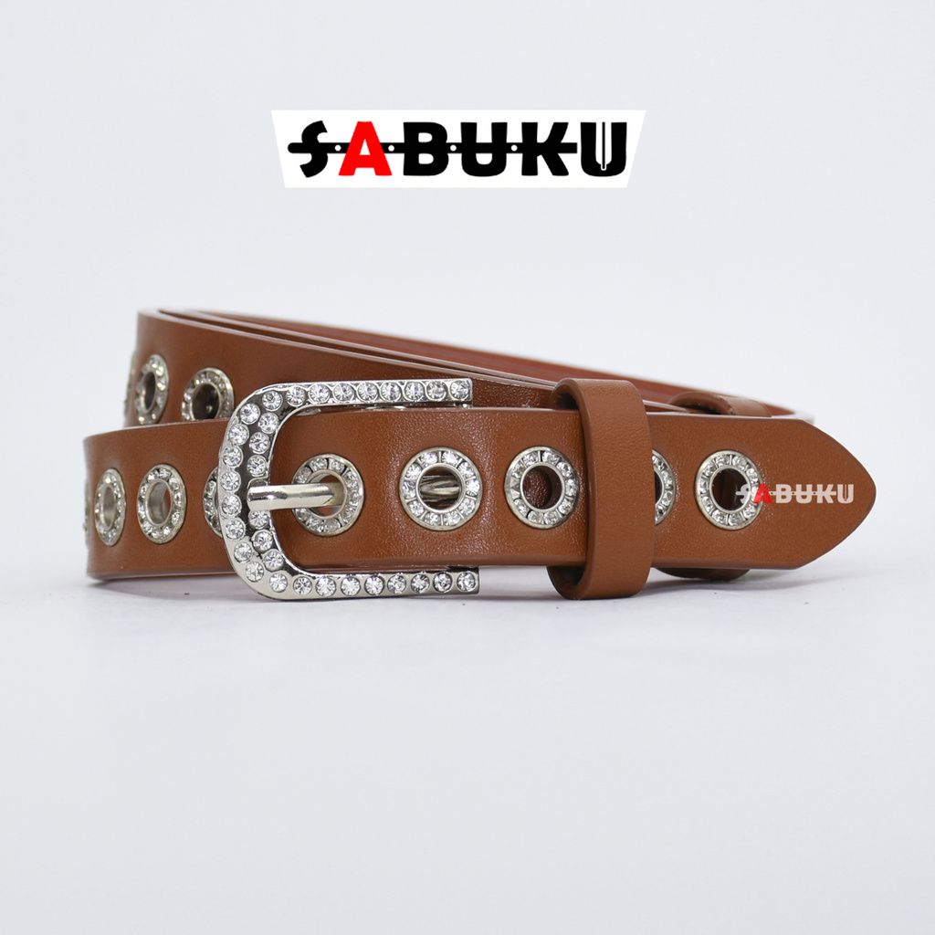 Ikat Pinggang Kulit dengan Gesper Single Eyelet Grommet untuk Wanita Gaya Korea - 026