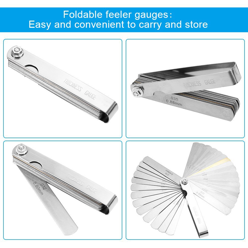 【32 Blades 0.04mm-0.88mm/0015-0.0.35】High Precision Feeler Gauge/Kit Pengukur Ketebalan