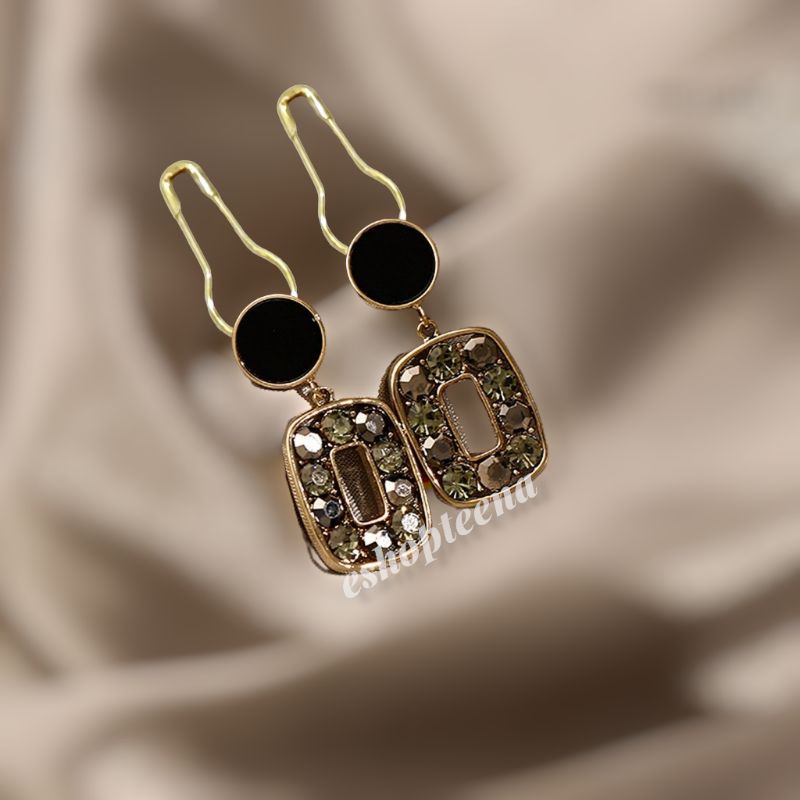 A140 anting hijab petak mata hitam gold_anting jilbab