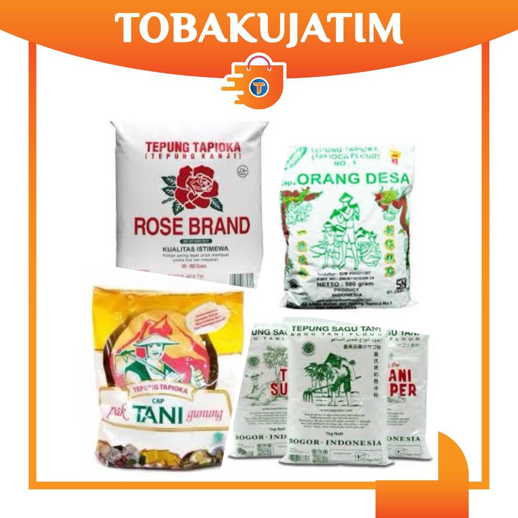 Jual Tepung Tapioka kanji 500gr ASLI 500 gr sagu tani rosebrand cap