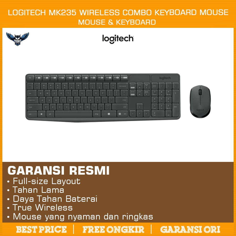 Keyboard Mouse Wireless Logitech MK235