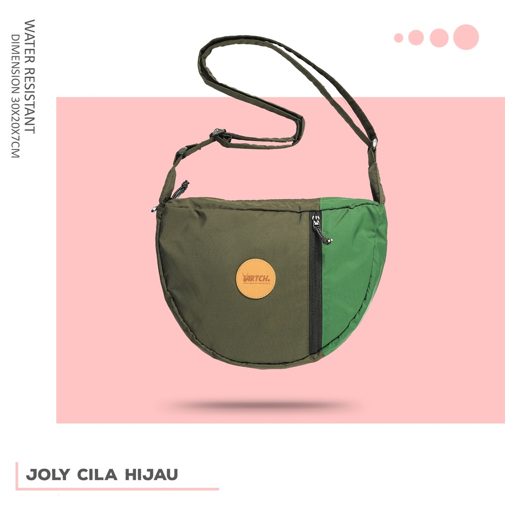 Tas Selempang Sling Bag Bahan Anti Air Warna Mix HijauArmyBotol - varda