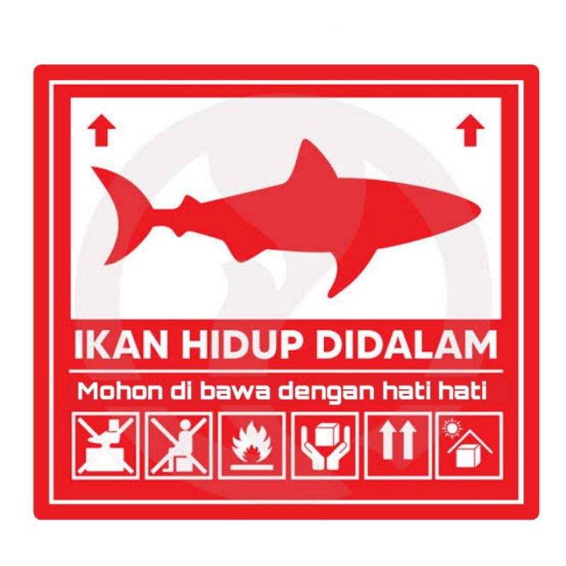 

stiker fragile ikan hidup live animal warning sticker paket box channa arowana cupang