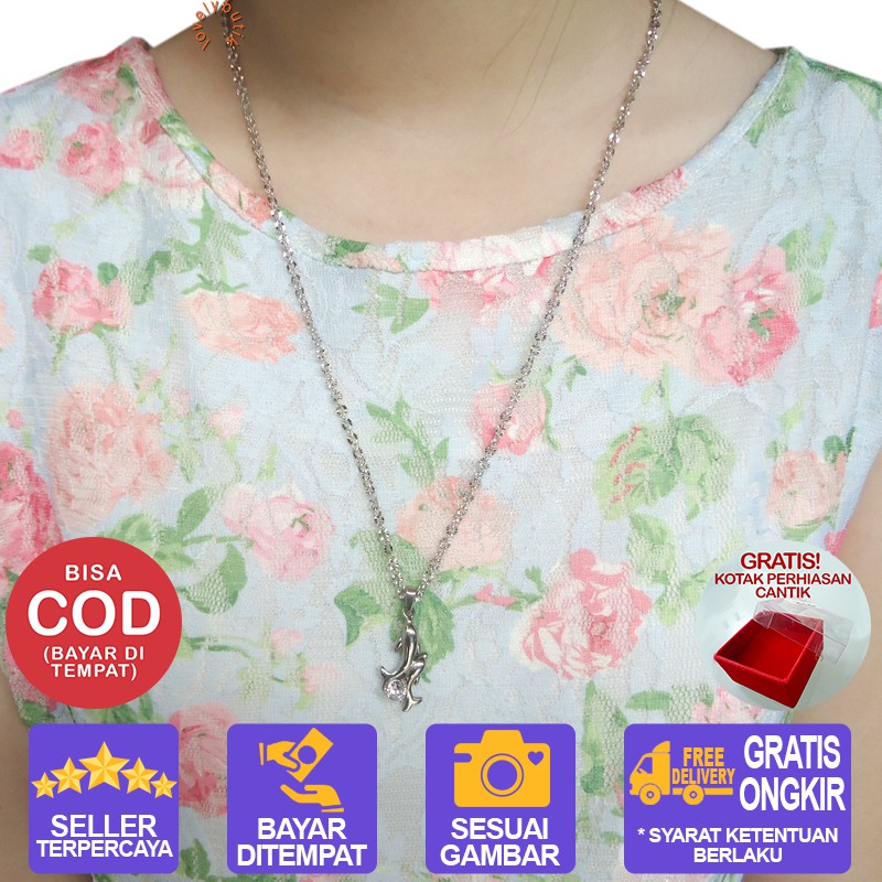 Lovelybutik Kalung Titanium Anti Karat Selamanya Sweet Dolphin Kalung Wanita Titanium ukuran 60 cm