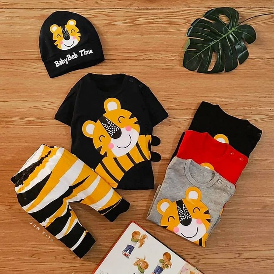 Setelan Bayi Laki-Laki atau Perempuan Free Topi Pakaian Bayi Happy Lion 1 Ukuran Estimasi 0-9 Bulan