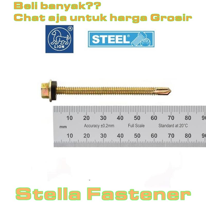 Sekrup Roofing Baut Roofing M5x70 Baut / skrup / sekrup / roofing halus / ruping Atap 7cm   Grosir B