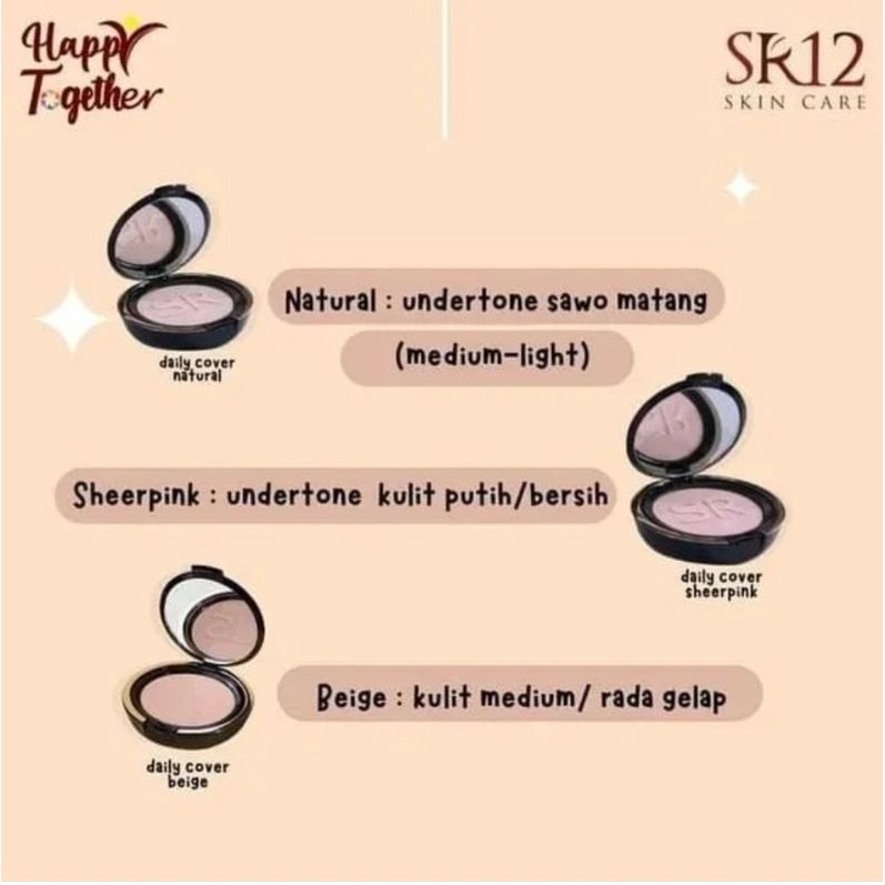 Bedak Padat SR12 Daily Cover Natural Sheerpink Beige - Compact Powder Bedak Glowing Tahan Air dan Keringat