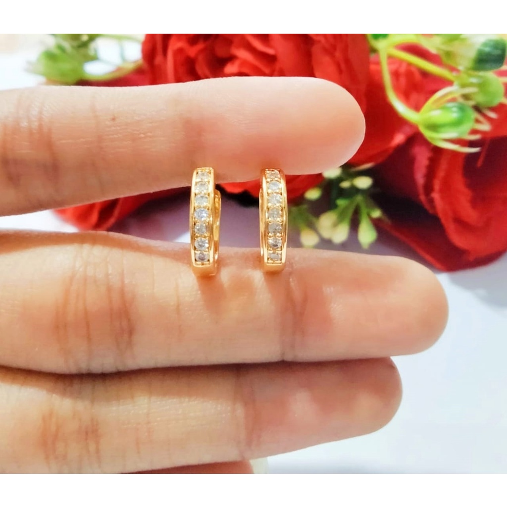 [ Bayar Di Tempat ] Anting Wanita Titanium Asli / Anting Titanium Permata Anti Luntur & Karat / Lapi