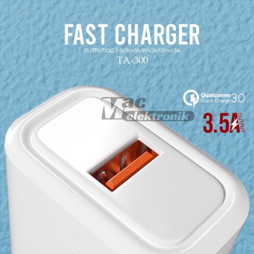 Adaptor HP Type-C Fast Charger Kepala 1 Port USB 18W Quick Charge QC 3.0 TA-300 Fast charging