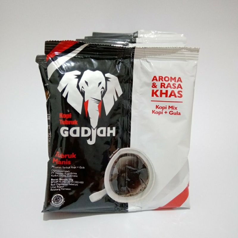 

GADJAH Kopi Tubruk Asli Manis Kopi + Gula [25 g/ 10 Sachet]