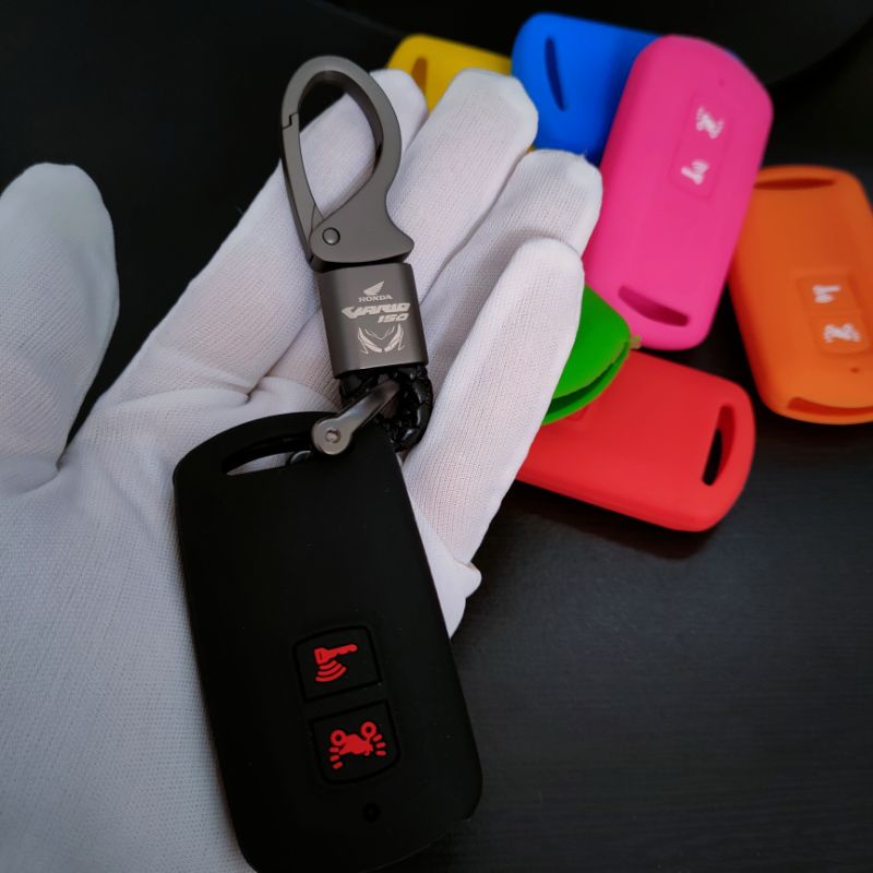 gantungan kunci keyless remote cover silikon motor honda vario anyam 150 logo