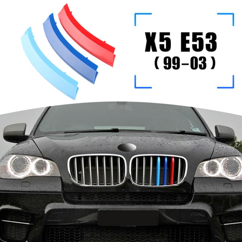 3pcs Strip trim Grill Depan Mobil Balap BMW X5 E53 99-07 E70 08-13 F15 14-18 G05 19-22 Bahan ABS